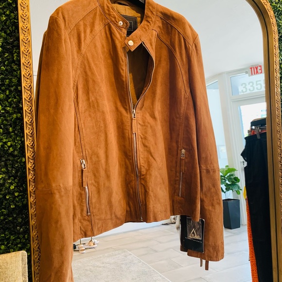 Serge Pariente Tan Cognac 100% Goat Suede Bomber Flight Moto Jacket Leni - Picture 2 of 7